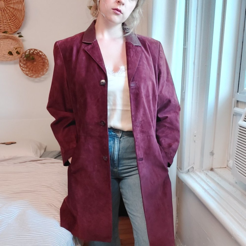 DANIER burgundy genuine suede coat
